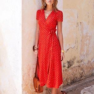 Sezane Red Midi Dress
